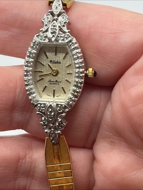 Dufonte Accessories - Dufonte Lucien PicLadies 17mm watch Gold Tone Diamond & Dark Blue Ruby Bezel